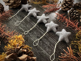 Wool star ornaments, set of 5, Raincloud Blue