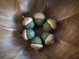 Felted wool acorns, set of 6, Moss Green