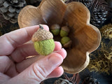 Felted wool acorns, set of 6, Fern Green