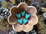 Felted wool hearts, set of 5, Jasper Green