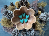 Felted wool hearts, set of 5, Jasper Green