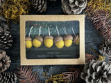 Felted Wool Acorn Ornaments, set of 6, Gold Clay Yellow