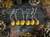 Felted Wool Acorn Ornaments, set of 6, Gold Clay Yellow