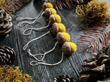 Felted Wool Acorn Ornaments, set of 6, Gold Clay Yellow
