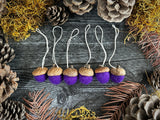 Felted Wool Acorn Ornaments, set of 6, Violet Purple