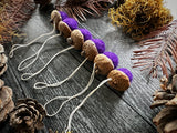 Felted Wool Acorn Ornaments, set of 6, Violet Purple