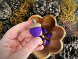 Felted wool acorns, set of 6, Violet Purple