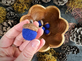 Felted wool acorns, set of 6, Lake Blue