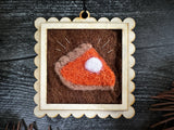 Mini framed wall art ornament, Thanksgiving Pumpkin Pie
