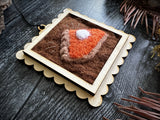 Mini framed wall art ornament, Thanksgiving Pumpkin Pie