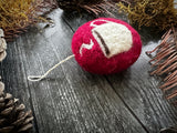 Round ornament, Marionberry Red w/ Coffee Cup
