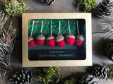 Felted Wool Acorn Ornaments, set of 6, Amanita Red