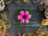 Felted wool acorns, set of 6, Rhododendron Pink