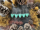 Wool heart ornaments, set of 5, Jasper Green