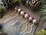 Felted Wool Acorn Ornaments, set of 6, Sunset Purple