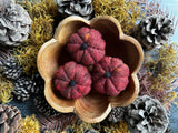 Felted wool pumpkins, set of 3, Hawthorn Berry Red