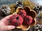 Felted wool pumpkins, set of 3, Hawthorn Berry Red