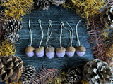 Felted Wool Acorn Ornaments, set of 6, Anemone Purple