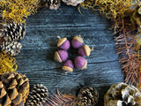 Felted wool acorns, set of 6, Sunset Purple