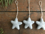 Wool star ornaments, set of 5, Morning Blue