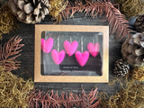 Wool heart ornaments, set of 5, Rhododendron Pink