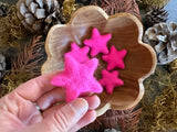 Felted wool stars, set of 5, Rhododendron Pink