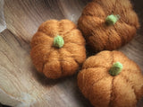 Felted wool pumpkins, set of 3, Fox Brown