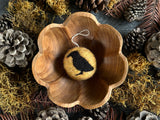 Round ornament, Maple Leaf Yellow w/ Crow