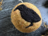 Round ornament, Maple Leaf Yellow w/ Crow