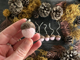 Felted Wool Acorn Ornaments, set of 6, Mallow Pink