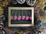 Felted Wool Acorn Ornaments, set of 6, Wild Rose Pink