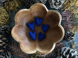 Felted wool hearts, set of 5, Lake Blue
