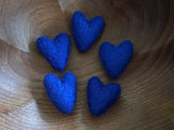 Felted wool hearts, set of 5, Lake Blue