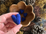 Felted wool hearts, set of 5, Lake Blue
