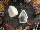 Cottage ornament, Frosty Pastel Teal