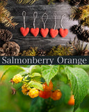 Felted wool hearts, set of 5, Salmonberry Orange