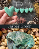 Felted wool hearts, set of 5, Jasper Green