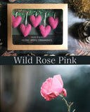 Felted Wool Acorn Ornaments, set of 6, Wild Rose Pink