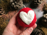 Round ornament, Paintbrush Red w/ Heart