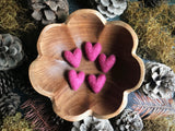 Felted wool hearts, set of 5, Wild Rose Pink