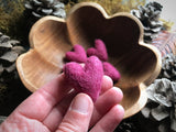 Felted wool hearts, set of 5, Wild Rose Pink