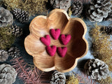 Felted wool hearts, set of 5, Marionberry Red