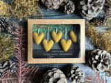 Wool heart ornaments, set of 5, Gold Clay Yellow