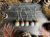 Felted Wool Acorn Ornaments, set of 5, Meadow Green and Baby Blue