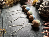 Felted Wool Acorn Ornaments, set of 5, Meadow Green and Baby Blue