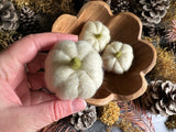Felted wool pumpkins, set of 3, Snowberry White