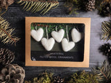 Wool heart ornaments, set of 5, Snowberry White