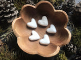 Felted wool hearts, set of 5, Snowberry White