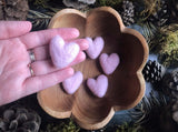 Felted wool hearts, set of 5, Mallow Pink
