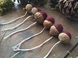 Felted Wool Acorn Ornaments, set of 6, Mountainbell Red